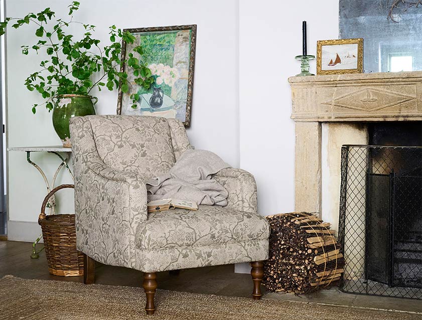 Rothermere Chair in RHS Collection Gertrude Jekyll Linen Cotton Blend Green